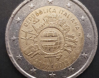 Commemorative 2 euro coin - Italian Republic 2012 10th anniversary of euro banknotes and coins