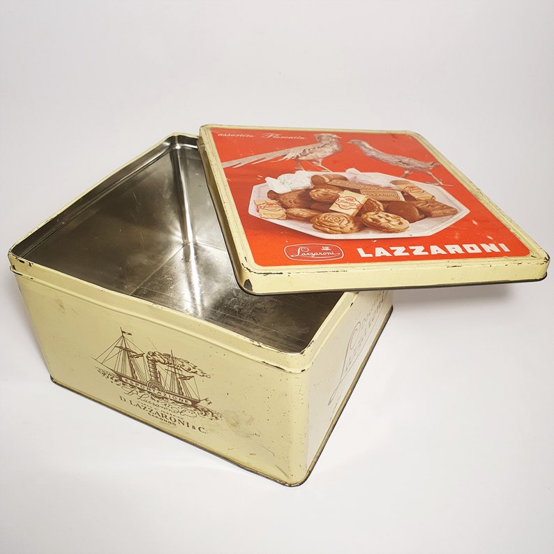 Scatola Di Latta Vintage Italiana Biscotti Lazzaroni / Antico - Etsy