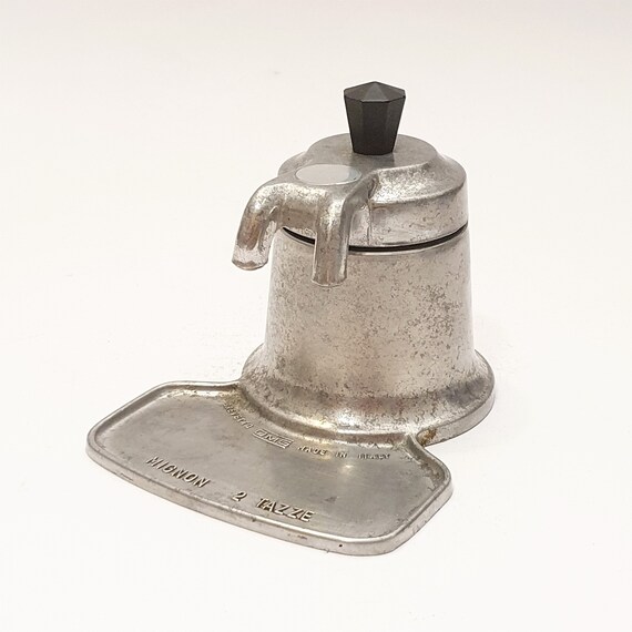 Pequeña cafetera italiana vintage 2 tazas de aluminio | Etsy España
