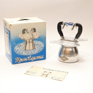 Vintage Italian design coffee maker IRMEL "Nova Espress Export" in pure aluminum / Moka espresso coffee for 4 cups
