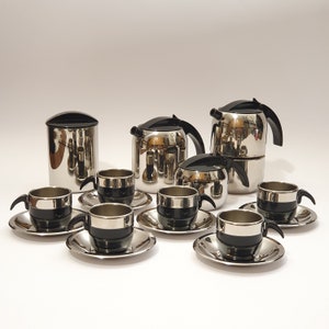 Italian vintage 70s coffee service "Stella USA" in 18/10 stainless steel / Moka for espresso coffee 6 - 3 cups / Italian design