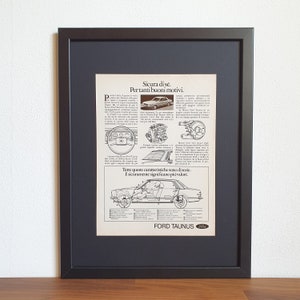 Cartel publicitario italiano original coches antiguos Ford Taunus - Año 1976 imagen 2