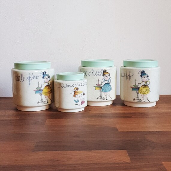 Italian ceramic kitchen jars design Taddei for Ceramica Etsy