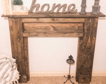 Rustic Wood Fireplace Mantel Shelf Distressed Farmhouse Etsy
