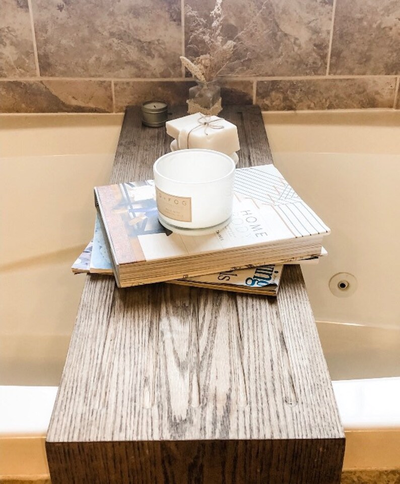 Rustic Wood Bathtub Tray Caddy Bathroom Decor Etsy