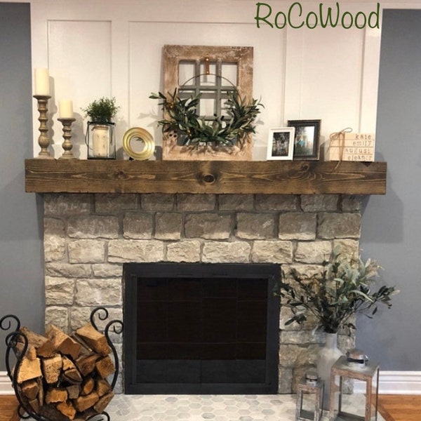 Rustic Wood Fireplace Mantel Shelf Distressed Farmhouse Handmade Floating Fireplace Beam Custom Grain FREE SHIPPING!!