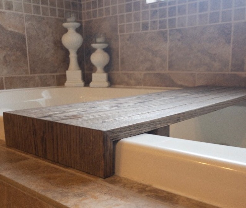 Rustic Wood Bathtub Tray Caddy Bathroom Decor Etsy