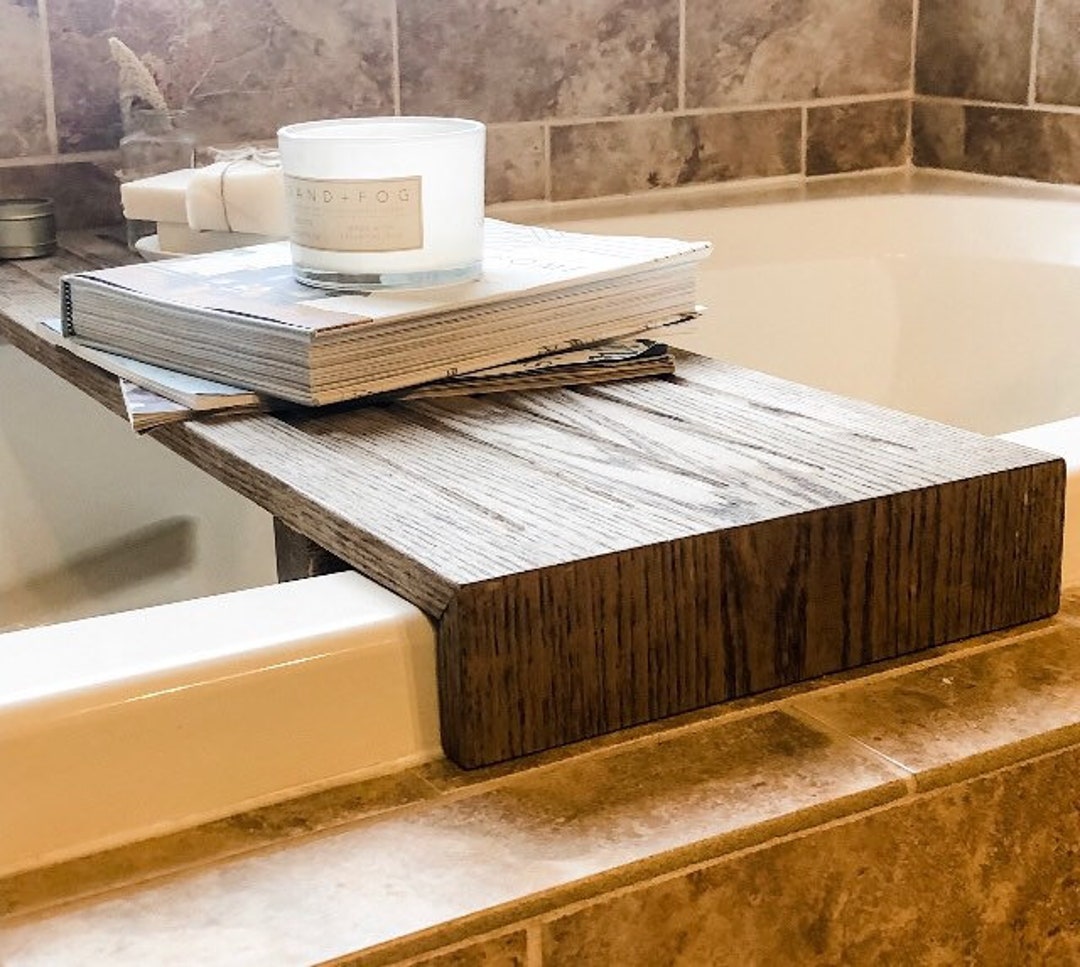 Rustic Wood Bathtub Tray Caddy Bathroom Decor Etsy