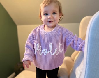 Hand-stitched, Personalized Baby Name Sweater