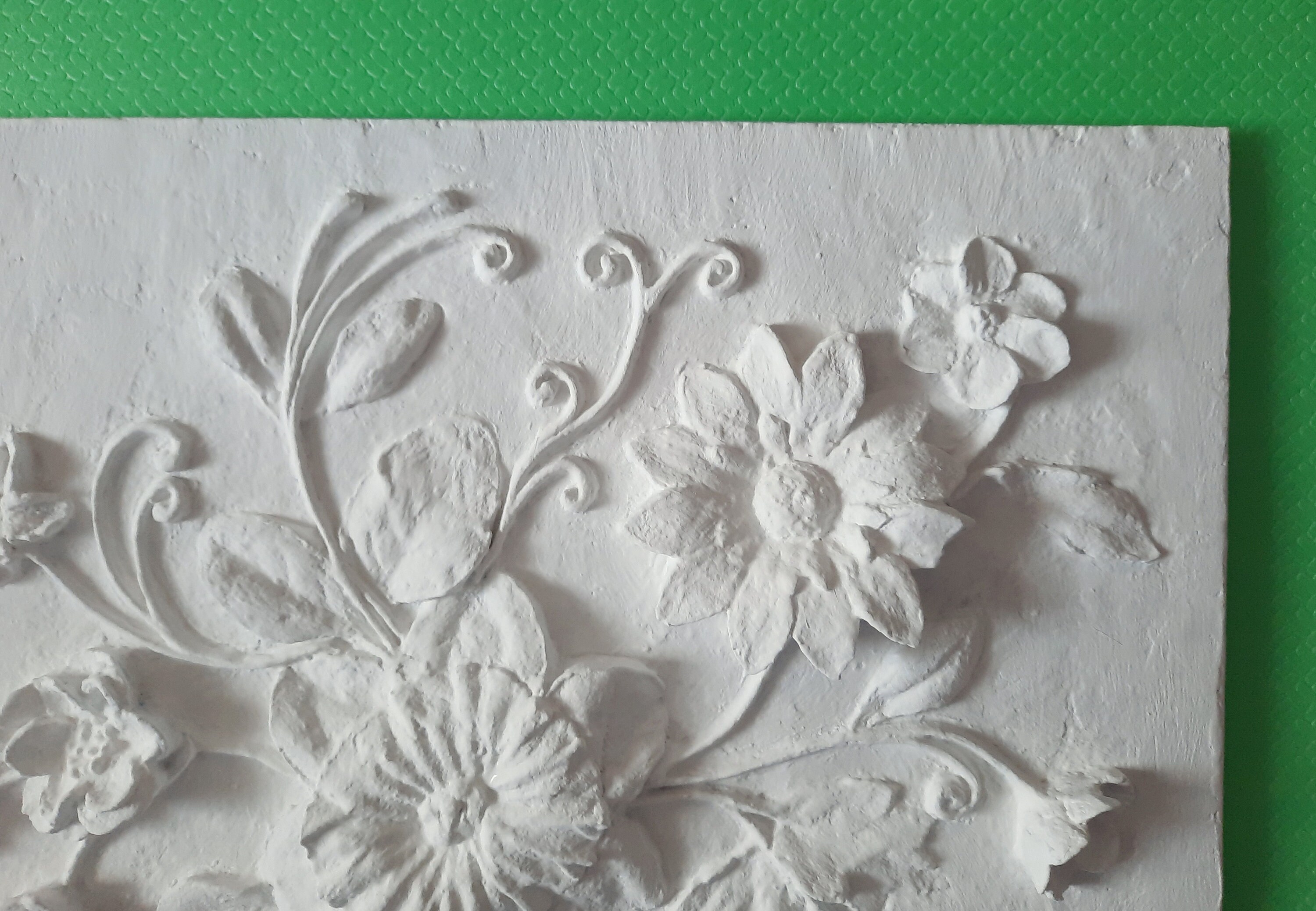 Sculptural wall art white basrelief 3d wall art flowers 3d Etsy