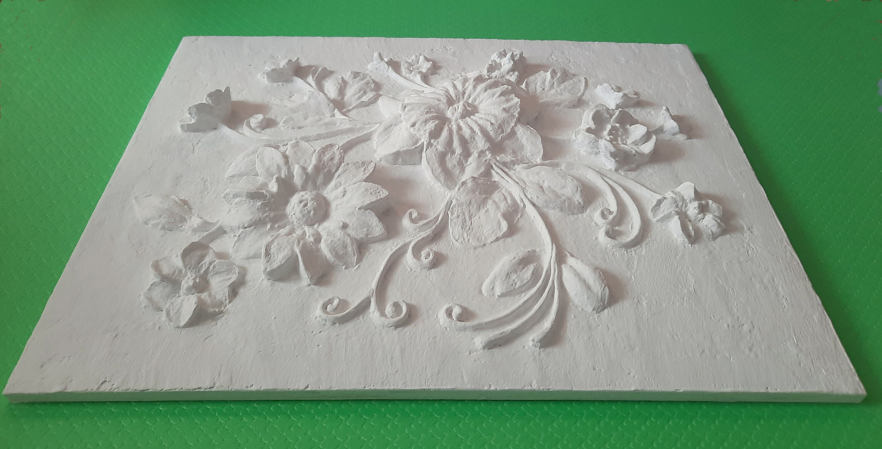 Sculptural wall art white basrelief 3d wall art flowers 3d Etsy
