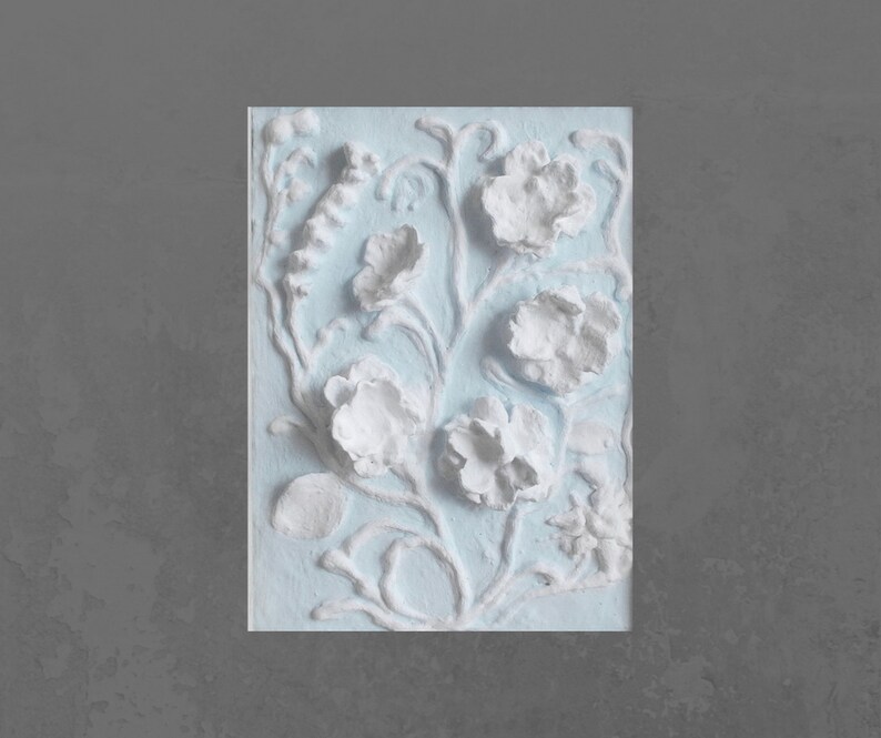 Small Panels Gypsum 3d Flower Wall Art Light Blue Bas Relief Decor White Flowers Panno Realtor Gift Panel Ready For Hanging - 3d Flower Wall Art Small Panels Gypsum 3d Flower Wall Art Light Blue Bas Relief Decor White Flowers Panno Realtor Gift Panel Ready For Hanging - 3d Flower Wall Art