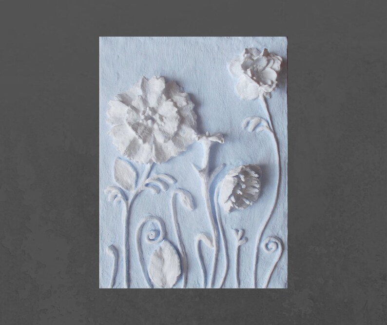 Small Panels Gypsum 3d Flower Wall Art Sculptural Painting Light Blue Bas Relief Decor White Flowers Panno Realtor Gift Panel - 3d Flower Wall Art Small Panels Gypsum 3d Flower Wall Art Sculptural Painting Light Blue Bas Relief Decor White Flowers Panno Realtor Gift Panel - 3d Flower Wall Art