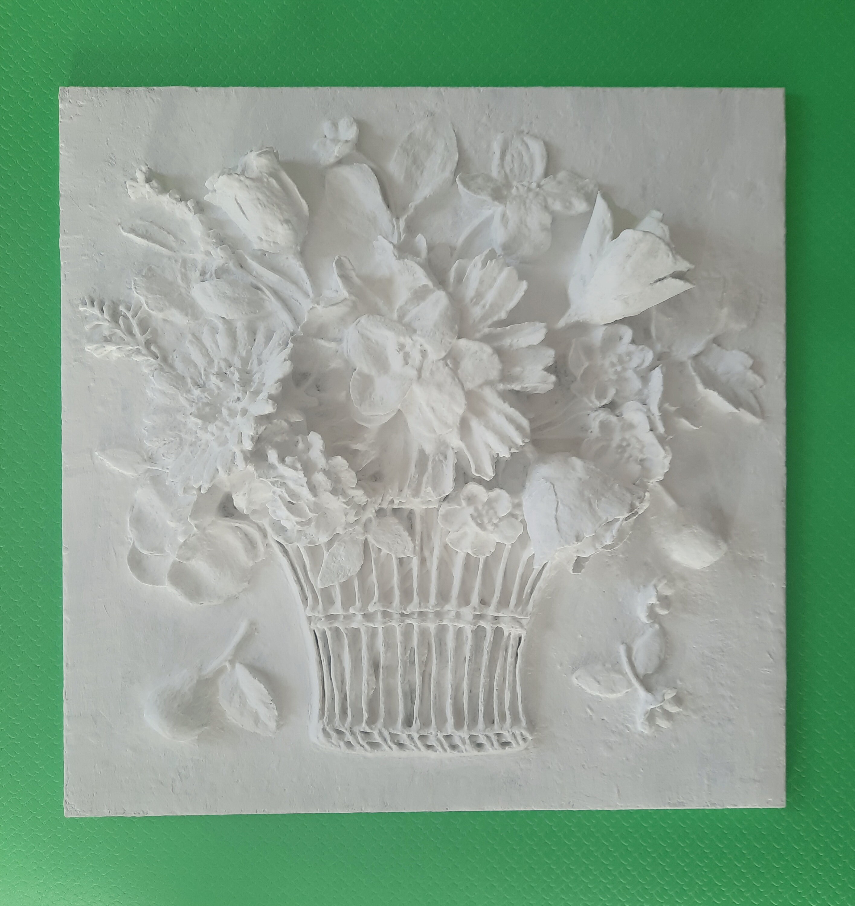 White flower wall art 3d Sculptural baroque wall art Basket of Etsy