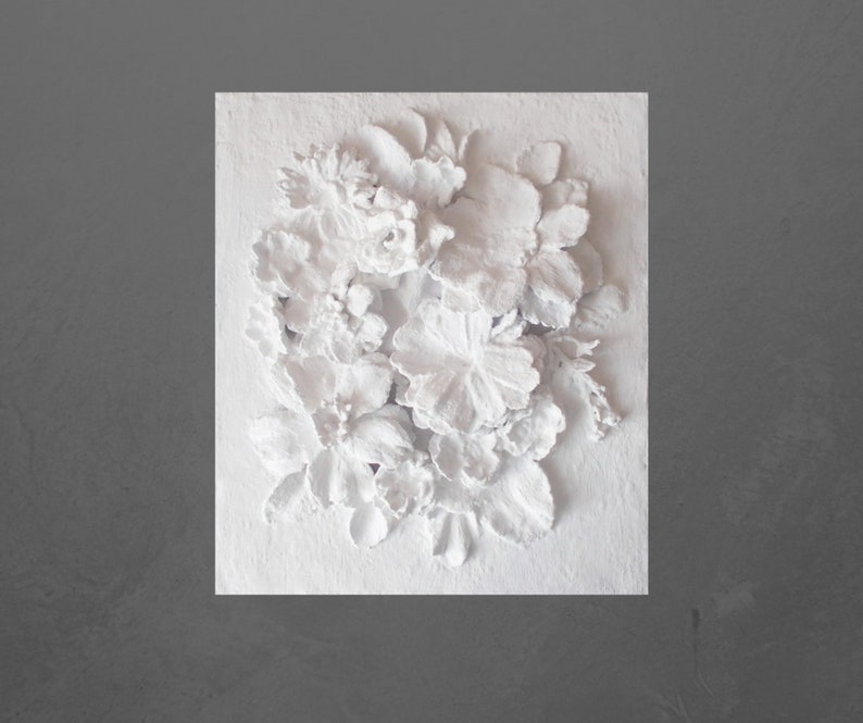 Sculptural Wall Art White Bas Relief Gypsum Panel Wedding