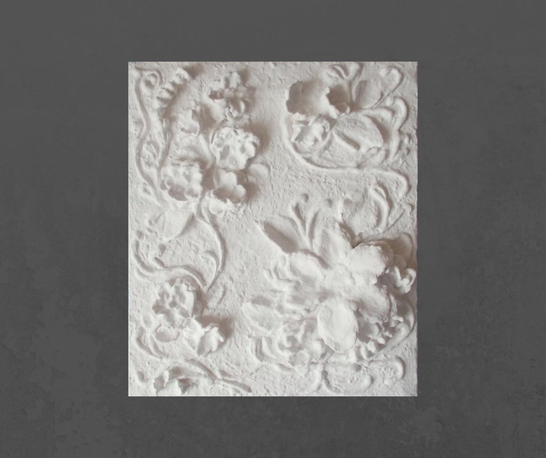 Small Panel Gypsum 3d Picture White Flower Panno Sculptural