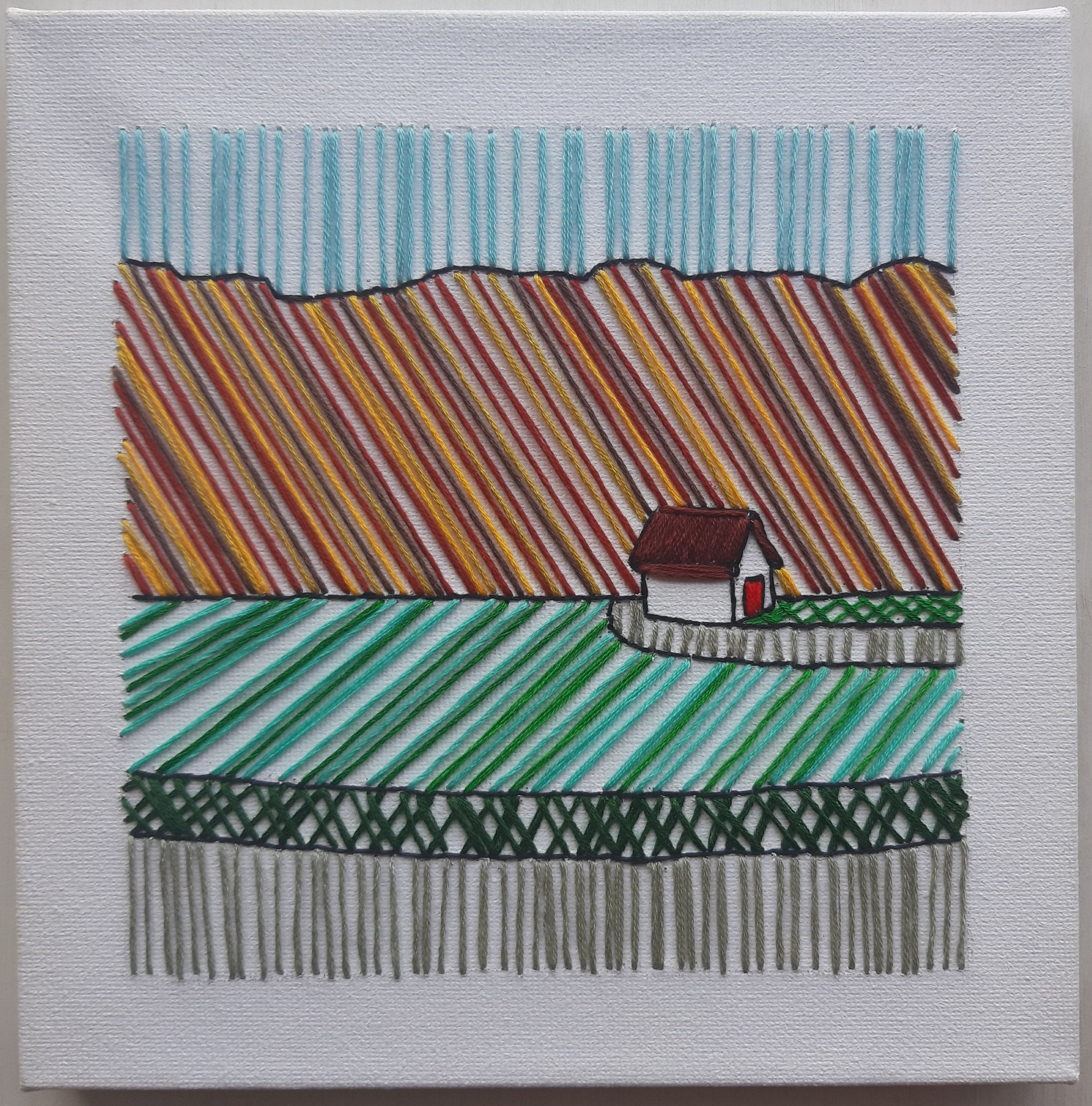 Lake house embroidery on canvas  etsyde