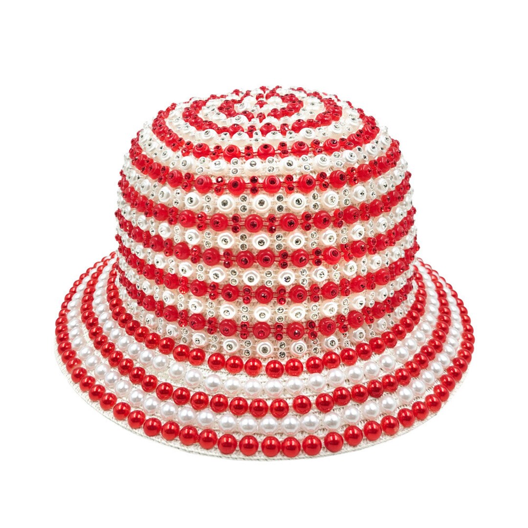 Delta Sigma Theta Beanie White, Red design with Rose  display picture 3