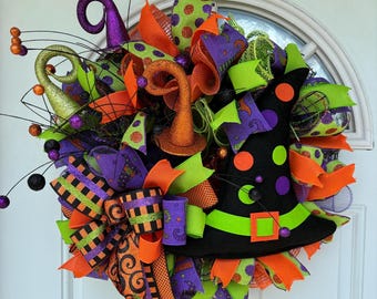 Halloween Witch Hat Wreath: Spooky Front Door Decor