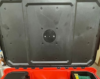 AirTag Holder for Milwaukee Packout with black lid with round mounting hole (Screws Included) (Mount Only no Packout or AirTag Included)