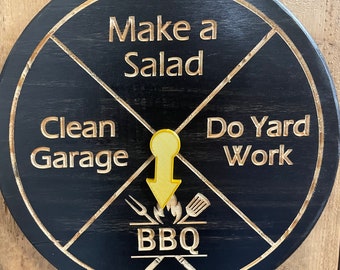 BBQ Chore Wheel, Perfect tool for when the wife asks what your are going to do today!