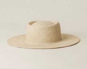 CREMA - 100% Sustainable Wide  Brim Straw Boater made in the United States