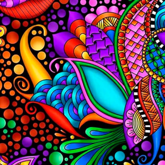 26369-JX Carnivale Floral Geometric Black Multi. Priced by the