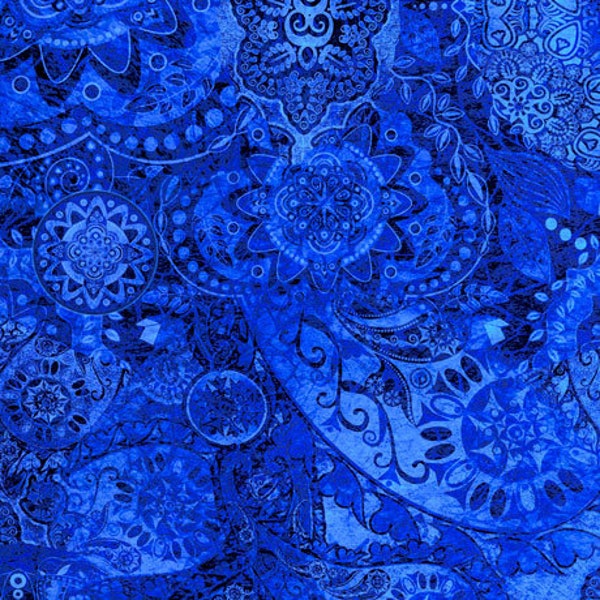 26956-BY Quilting Treasures Bohemian Rhapsody Bell Bottom Blues. Priced by the half yard.