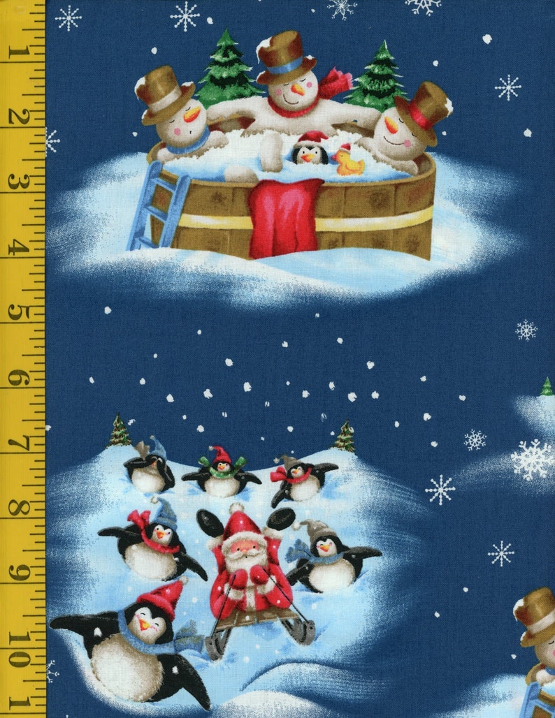 Sale Quilting Treasures 100% Cotton Fabric Just Chillin Penguins Christmas
