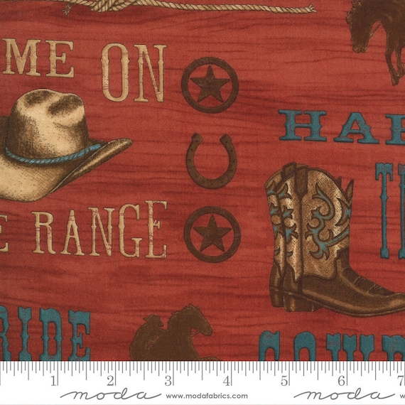 Moda 19991 12 Home on the Range Clay Red Hats & Boots