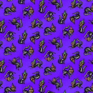 Henry Glass Spooky Town 9113M-59 Tossed Cats. Priced by the half yard.