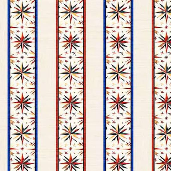 31494E Quilting Treasures Yippie Ki Yay! Stripe Cream. Priced by the half yard.