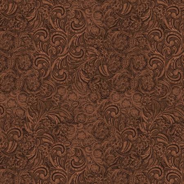 Big Sky Country CX11306- Mahogany Tooled Leather. Priced by the half yard.