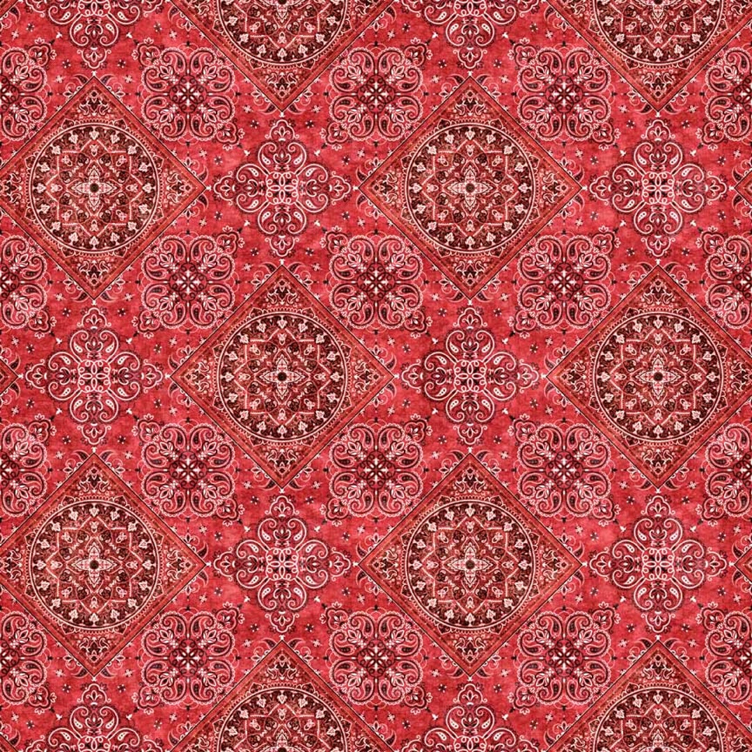 Quilting Treasures 30371R Hey Cowgirl Bandana Red. Priced by the