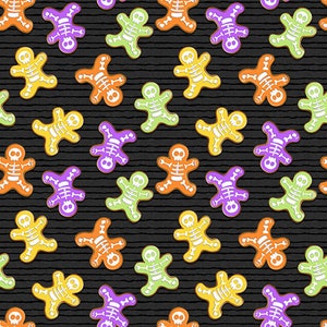 Henry Glass Glow Ghosts 9602G-99 Black Skeleton Bones. Priced by the half yard.