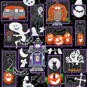 Blank Quilting Booville Glow in the Dark Black Halloween Patch 1032G-99