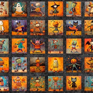 Creepin' it Real 30385-K Halloween Picture Patch Charcoal. 1 yard panel