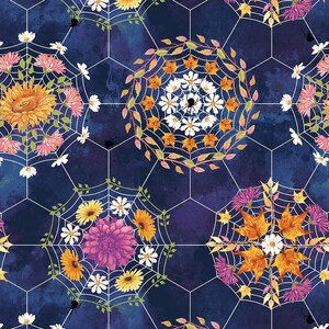 7873-77 Studio E Bones and Bouquets Flora Arrangements Blue.  Priced by the half yard.