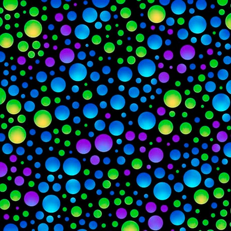 26374-JH Carnivale Black Lime/Blue Dots. Priced by the half yard. image 1