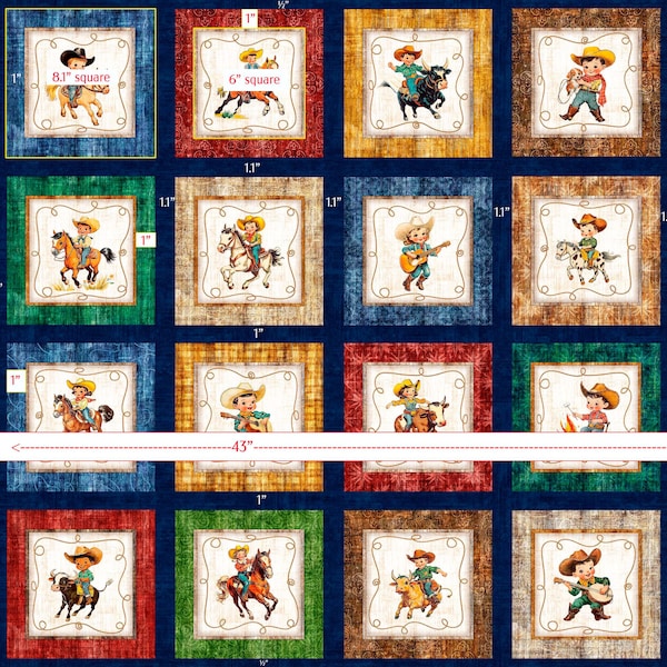 31489X Quilting Treasures Yippie Ki Yay! Cowboy & Cowgirl Picture Panel 36"