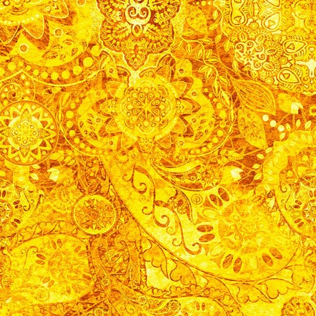 26956-S Quilting Treasures Bohemian Rhapsody Mellow Yellow. Priced by the half yard.