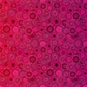 May include: A vibrant, digitally created pattern featuring a gradient of pink and red hues. The design is composed of numerous circular, mandala-like shapes of varying sizes, creating a dense, textured effect.