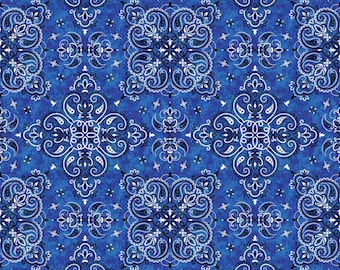 Quilting Treasures 29849B Bandana vaquera azul. Precio por media yarda.