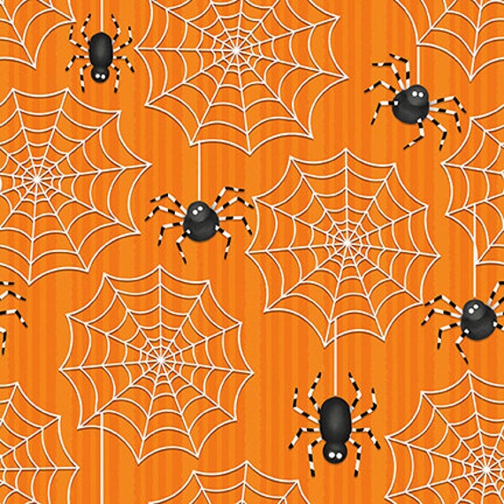 Fat Quarter Ghostly Glow Town Spiders Web Cotton Quilting Fabric Halloween