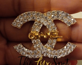Stunning Gold and Crystal CC Brooch