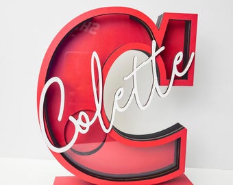 Personalized Letter Bank: Laser Cut Name, Custom Color Piggy Bank