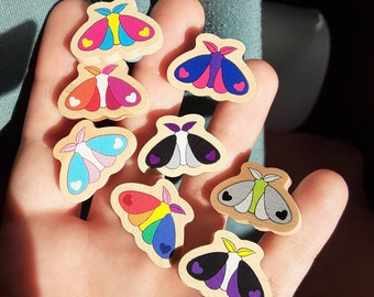 Pride Moth Mini Wood Pins