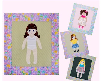 Digital Download For Girl Paper Doll Quilt Pattern with Clothes, Interactive Dress Up Blanket and Toy Pattern and Gift For Sewer or Quilter