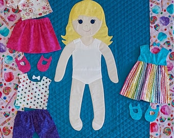 Lily Paper Doll Quilt for Baby or Young Girl, Motor Skills and Interactive Toy Dress Up Blanket for Birthday or Christmas , kid play quilt