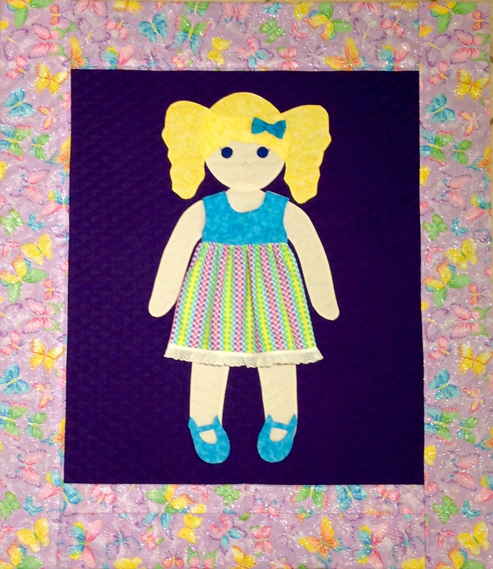 Daffodil Paper Doll Quilt, Dress up Doll Blanket for Interactive Play